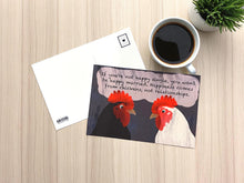 Load image into Gallery viewer, Happiness Comes from Chickens Postcards