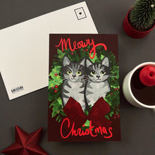 Load image into Gallery viewer, Meowy Christmas Cat Postcard