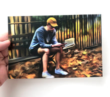 Load image into Gallery viewer, Man Reading in Tompkins Square Park Postcard