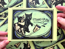 Load image into Gallery viewer, Let’s Make a Splash - Bad Cat Postcards
