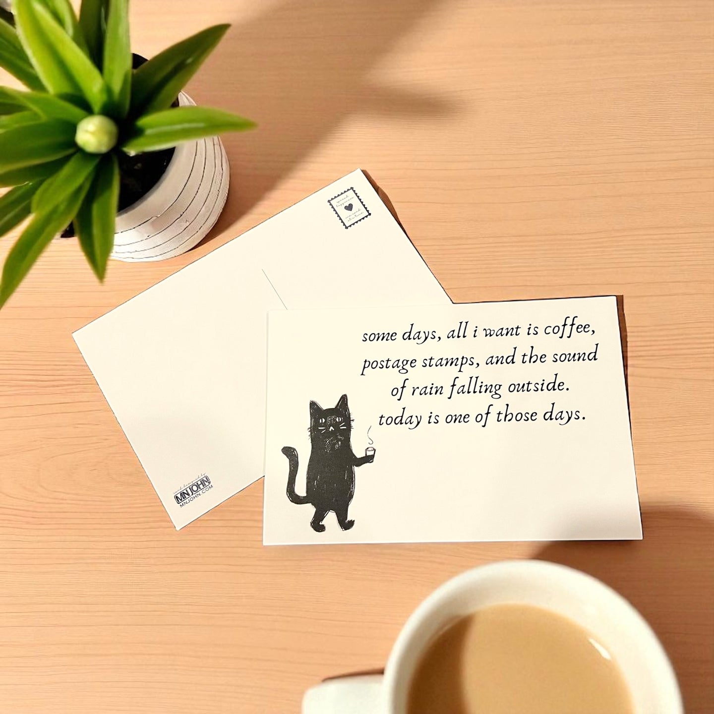 Some Days, All I Want is Coffee, Postage Stamps, and the Sound of Rain… Postcards
