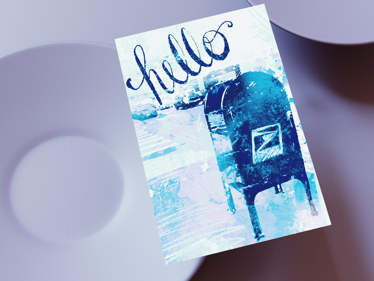 Hello! Blue Mailbox Postcards