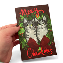 Load image into Gallery viewer, Meowy Christmas Cat Postcard
