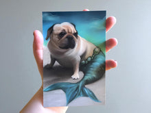 Load image into Gallery viewer, Mermaid Pug Postcard - NEW
