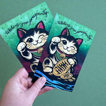 Load image into Gallery viewer, Lucky Cat Postcards - Wishing you Prosperity
