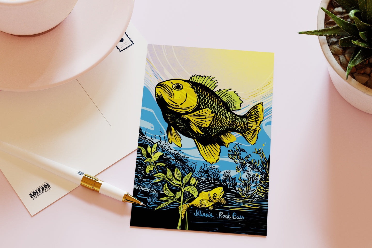 Wildlife of the US Postcards - Illinois - Rock Bass