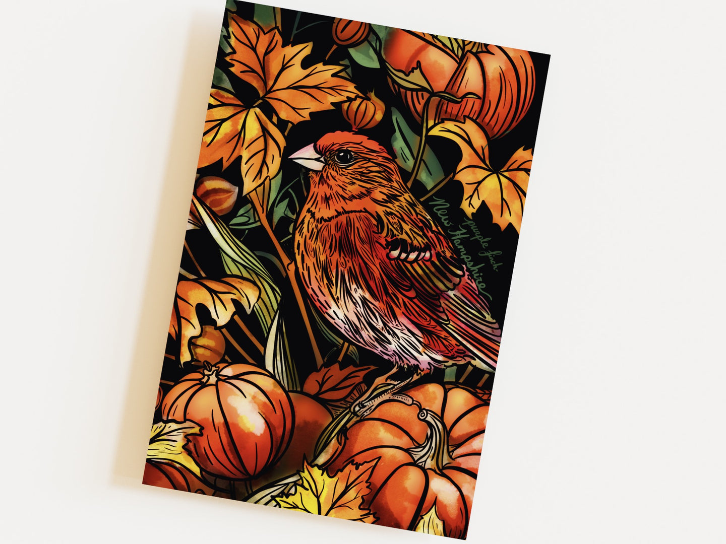 Wildlife of the US Postcards - New Hampshire - Purple Finch
