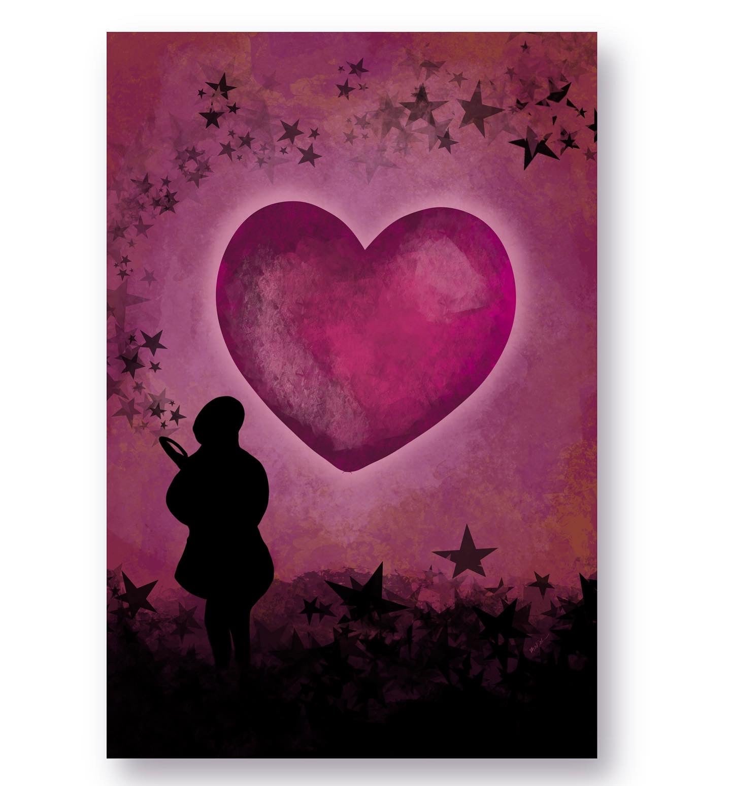 Heart Silhouette Illustration Postcards - NEW