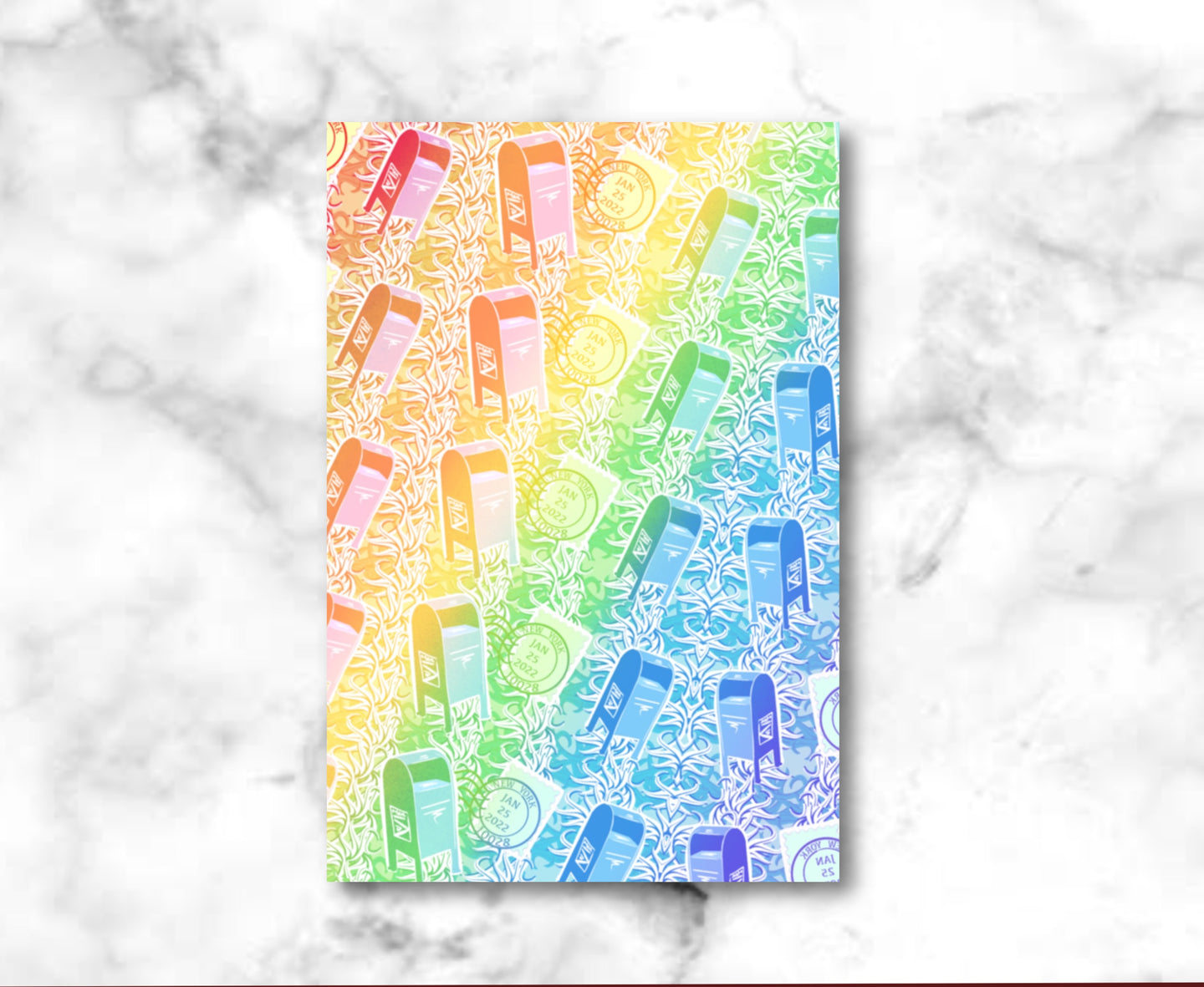 Rainbow Mailboxes Pattern Postcard