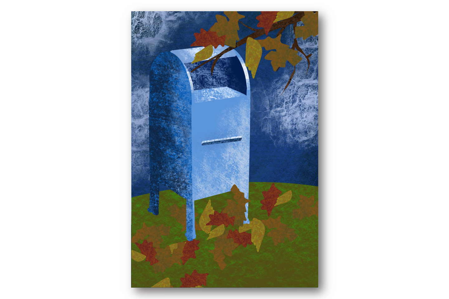 Autumn Blue Mailbox Postcards
