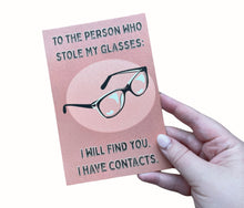 Load image into Gallery viewer, I Have Contacts Punny Postcard
