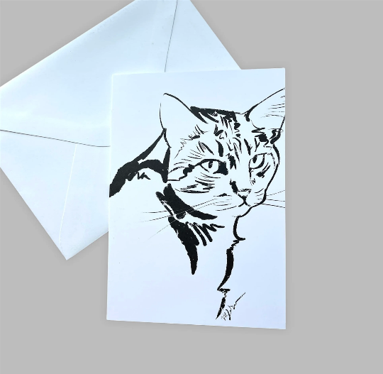 Black and White Cat Foldover Card