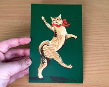 Load image into Gallery viewer, Christmas Cat Postcards / Colorful Nonreligious Holiday Cat Cards for Postcrossing

