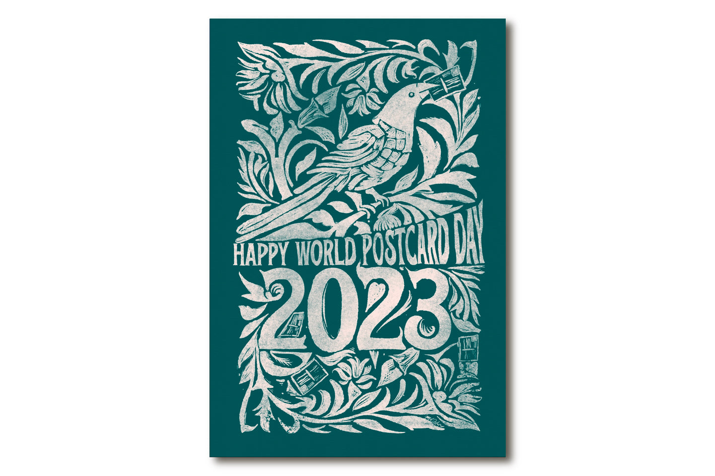 World Postcard Day 2023 Cards - Teal and White - NEW