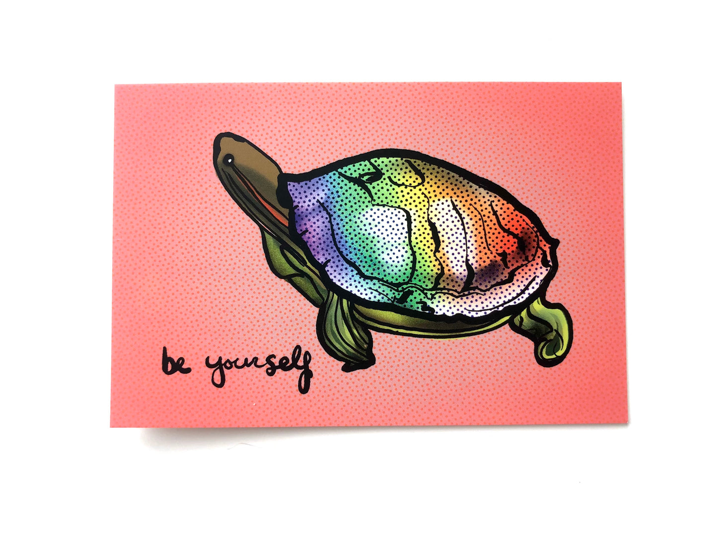 Be Yourself Rainbow Turtle Postcard